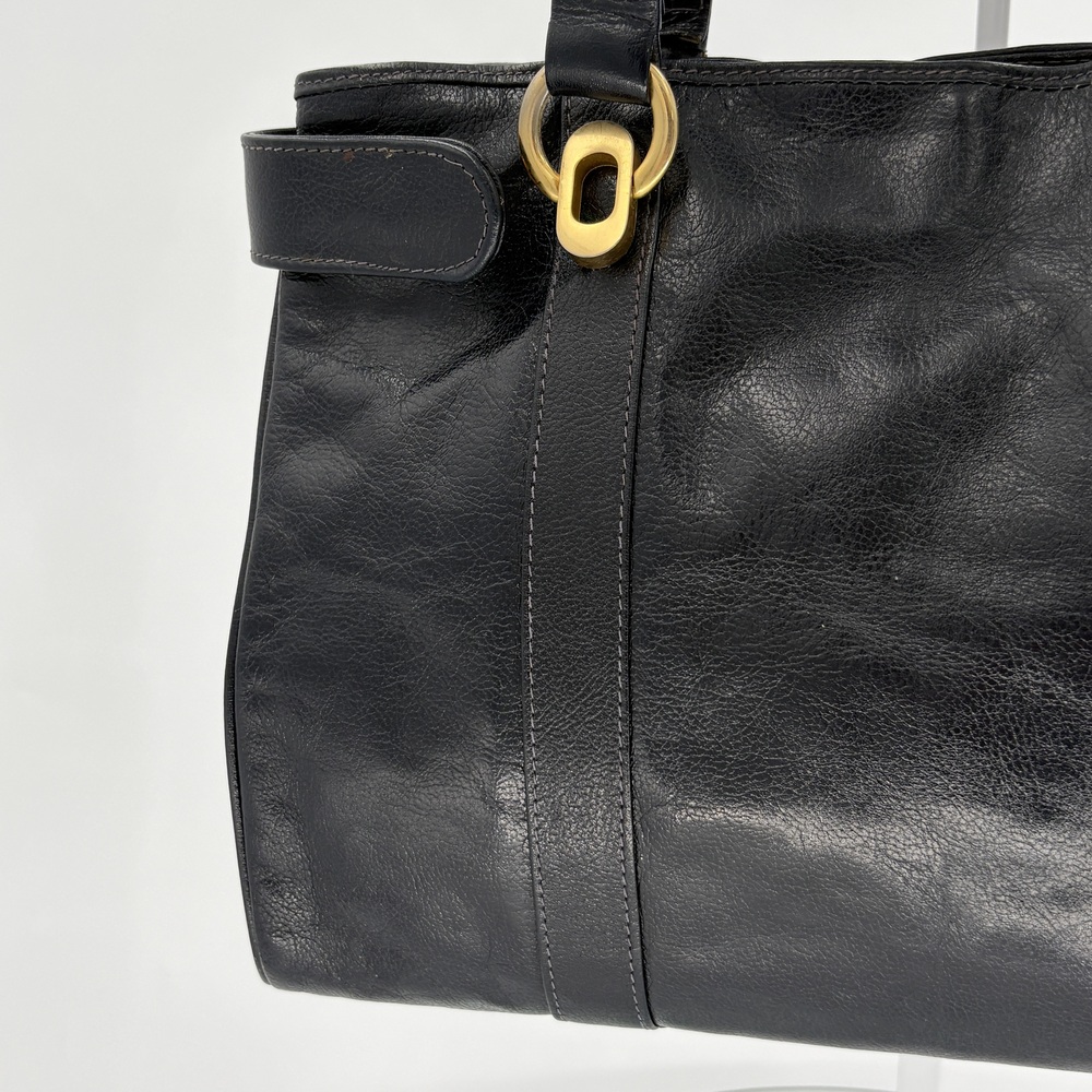 Vintage 70s 80s Robinsons Dark Blue Italian Leather Satchel Tote - Made In Italy - Picture 3 of 13